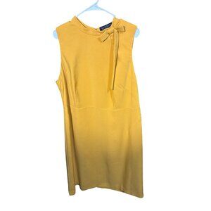Sleeveless Sz 18 Yellow Eloquii‎ Dress With Bow Accent & Back Zipper Closure